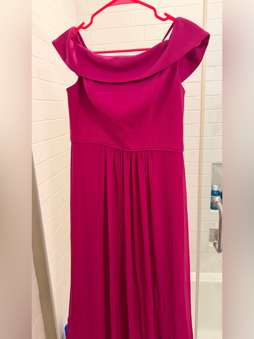 Adrianna Papell Bright Magenta Crepe Chiffon Gown – Size 4 – NWT